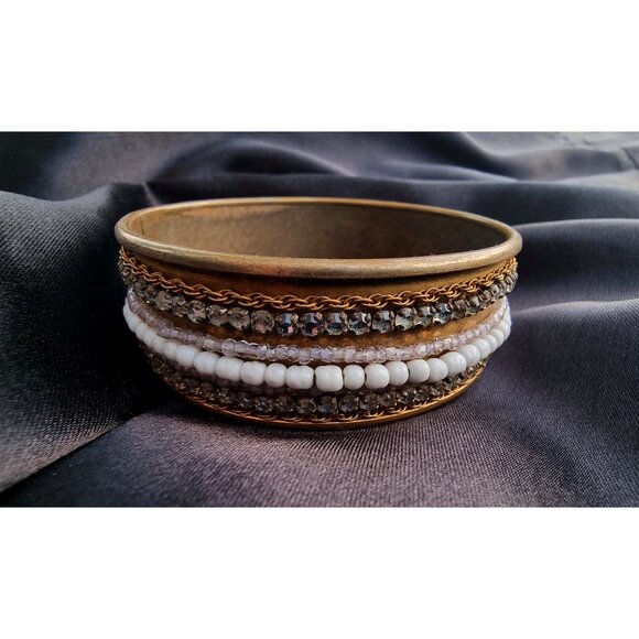 Rare Find Vintage MIRIAM HASKELL Signed 1930s Bangle Bracelet Bronze Toned - Picture 1 of 4